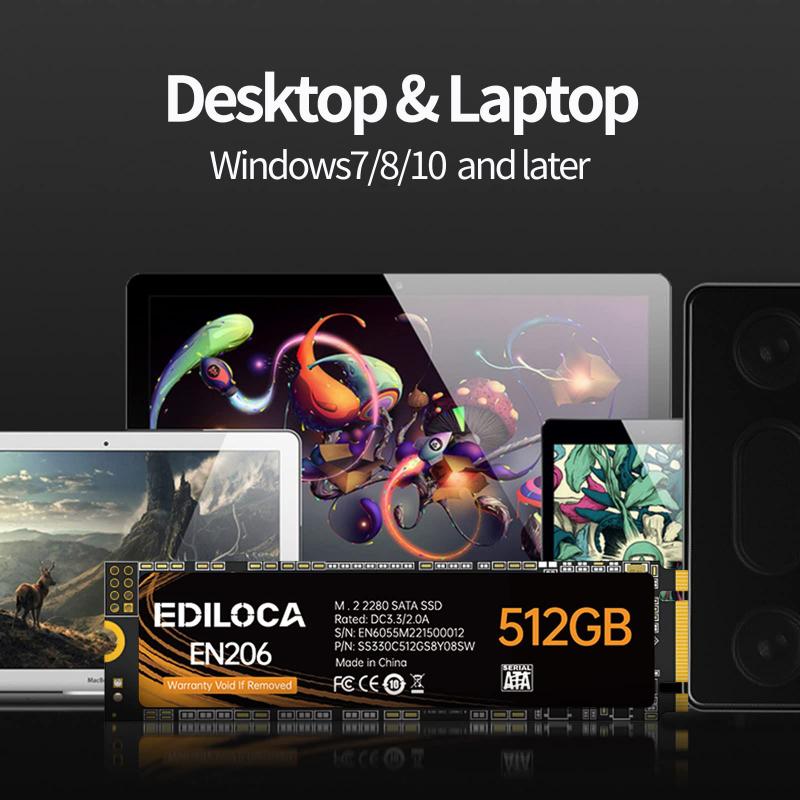 SSD Ediloca EN206 512 GB 3D NAND TLC M.2 2280 SATA III 6 Gb/s